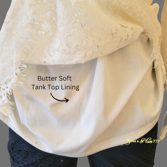 Isaac Mizrahi Live! 3/4Bell Sleeve Scalloped Trim Layered Lace Tunic Top Ivory M - Picture 8 of 12